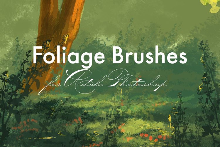 Foliage Brushes for Adobe Photoshop ps彩色手绘插画人物风景油画水彩水粉绘画工具笔刷