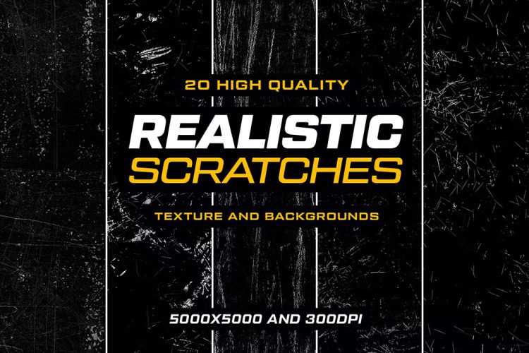 20 Realistic Scratch Texture and Overlays 20款真实复古黑色磨损做旧划痕锈迹粗糙颗粒肌理背景底纹图片素材