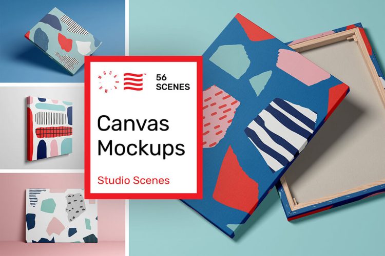 Canvas Mockups – Studio Scenes 多规格艺术亚麻油画布画框绘画设计贴图ps样机素材场景展示效果