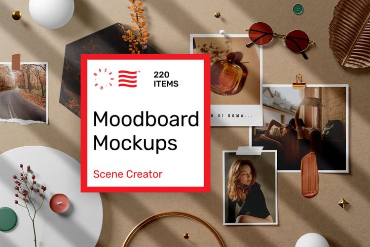 Moodboard Mockups – Scene Creator 轻奢复古气质情绪版相片摆件文具vi设计贴图样机素材mockup模板