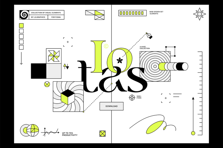 Iotas Sets 1000款极简时尚创意抽象艺术线性几何图形装饰线框底纹设计素材