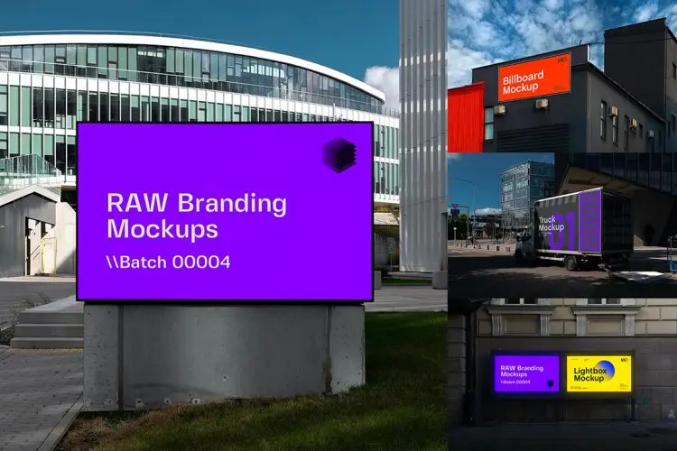 City Branding Billboard Mockups 11款工业风城市户外巨幅灯箱海报广告牌设计作品贴图ps样机素材