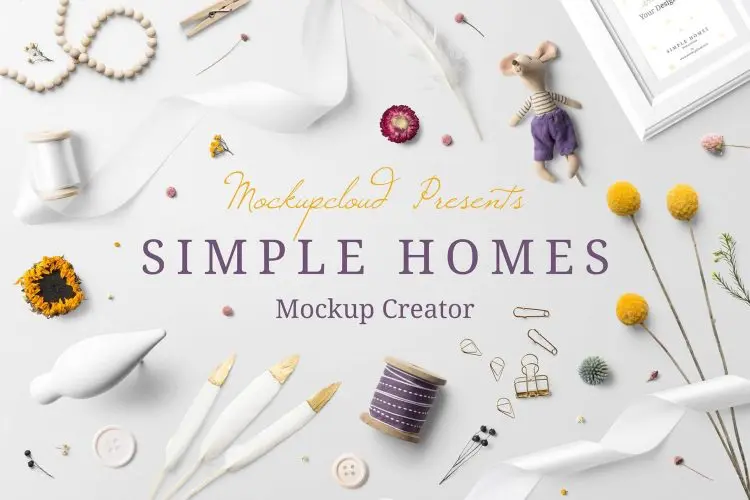 Simple homes mockup creator 北欧简约轻奢居家生活软装小物摆件文具ps样机素材图片国外设计模板