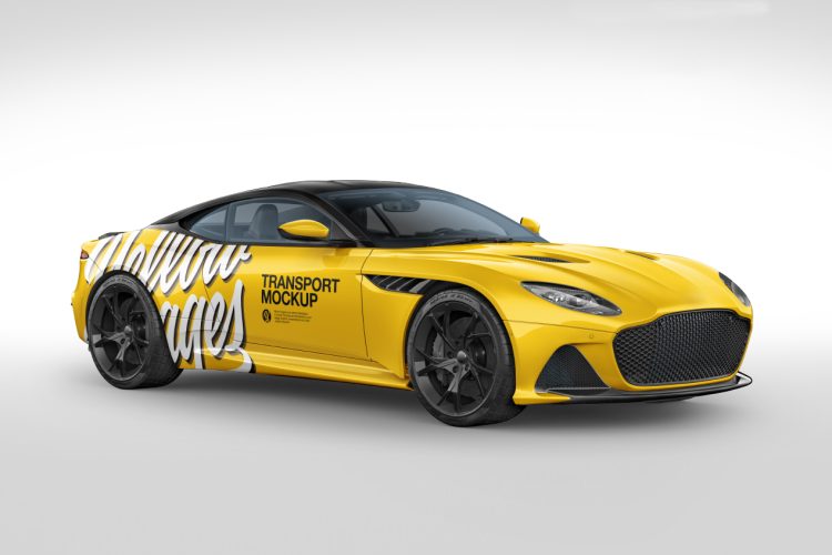 Sport Car Mockup Pack 阿斯顿·马丁 DBS 2019 运动跑轿车多角度模拟效果展示样机mockup智能贴图psd素材模版