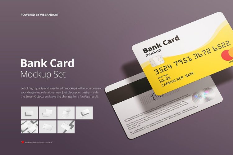 Bank Membership Card Mockup 7款vip银行卡信用卡会员卡片设计作品贴图ps样机素材国外设计模板