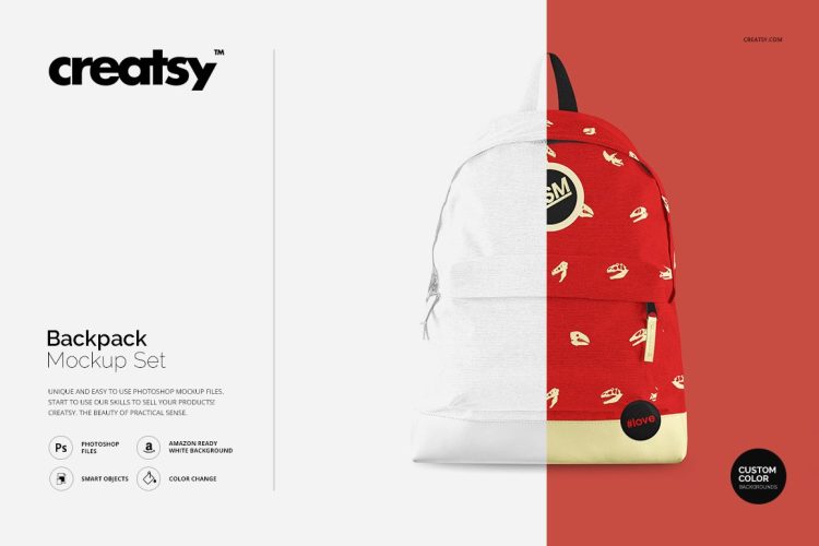 Drawstring Backpack Bag Mockup 休闲双肩包背包书包logo印花图案设计贴图ps样机素材国外设计模板