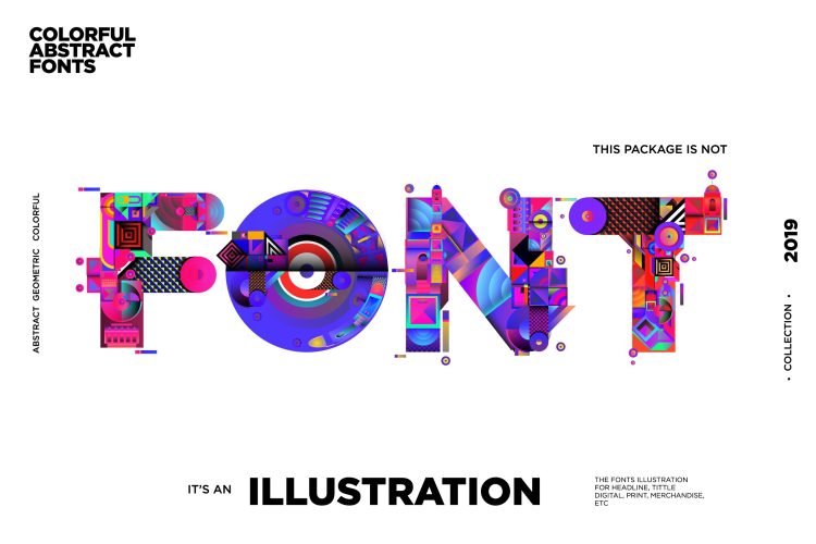 Colorful Alphabets Font Illustration 七彩绚丽创意艺术字母字体插图海报素材AI矢量格式