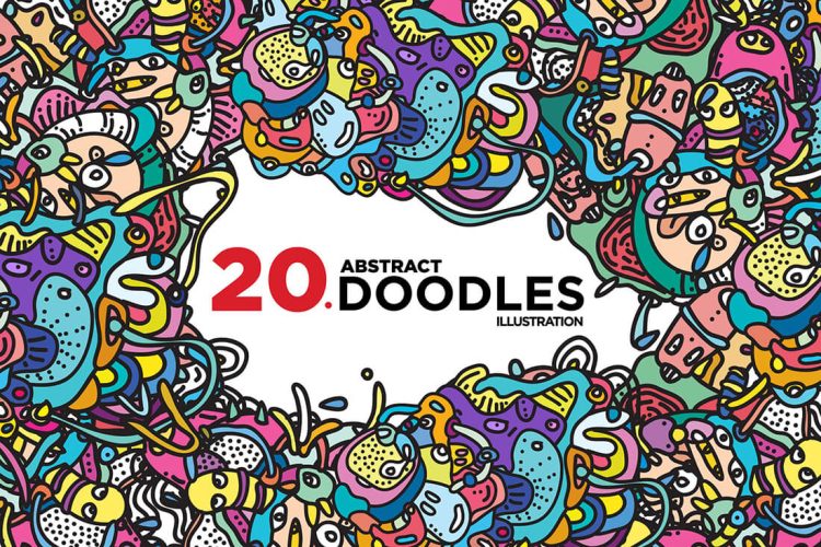 20 Abstract Doodle Illustrations 20幅艺术创意抽象卡通涂鸦插画图案背景设计素材AI矢量格式