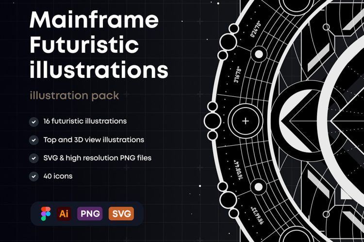 Mainframe Futuristic Illustrations 16款未来科幻云存储数据库网络科技插画插图设计Figma素材