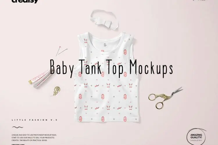 Baby Tank Top Mockup Set 婴儿幼儿服饰搭配效果展示样机mockup智能贴图psd设计素材模版
