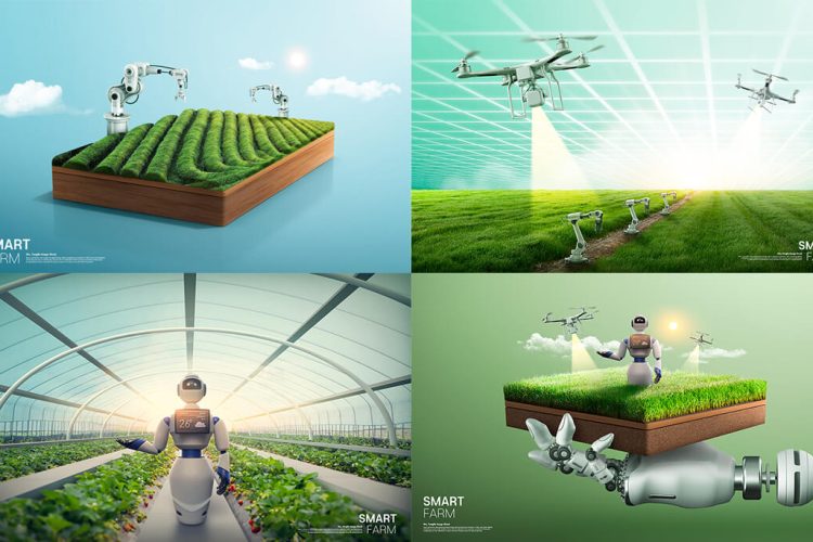 Smart Farm Vision 13款自然农业智慧农场人工智能广告宣传主视觉海报设计ps分层素材