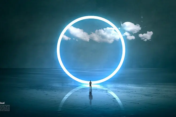 Concept visual 14款科幻未来赛博朋克霓虹灯圆环科技视觉海报设计ps素材源文件