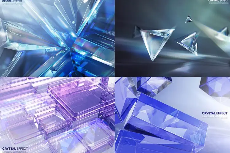 CRYSTAL EFFECT 10款炫彩透明结晶水晶玻璃创意主视觉海报设计背景底纹ps分层素材