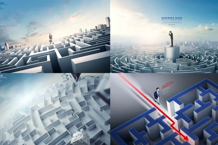 Business Maze 13款创意迷宫商业品牌企业文化宣传主视觉海报设计ps素材源文件