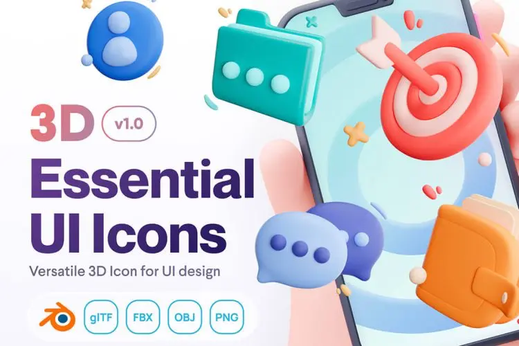 UIcons – General UI 3D Icon Set 3D时尚趣味卡通立体日程通知个人中心icon图标webp免抠图片素材