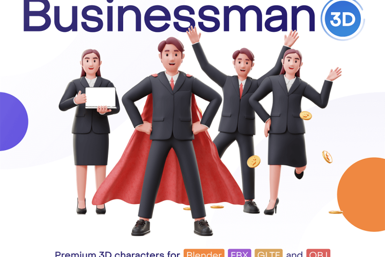Jobly – Businessman 3D Characters 20款商务人士上班族3D男女角色插图插画png免抠图片设计素材