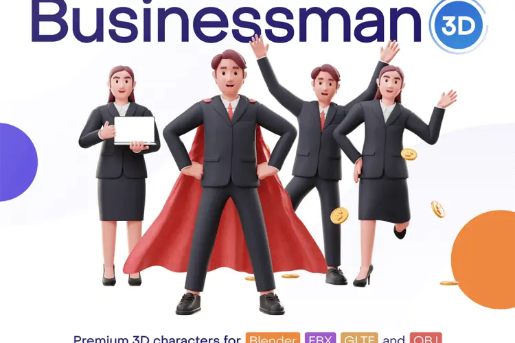 Jobly – Businessman 3D Characters 20款商务人士上班族3D男女角色插图插画webp免抠图片设计素材