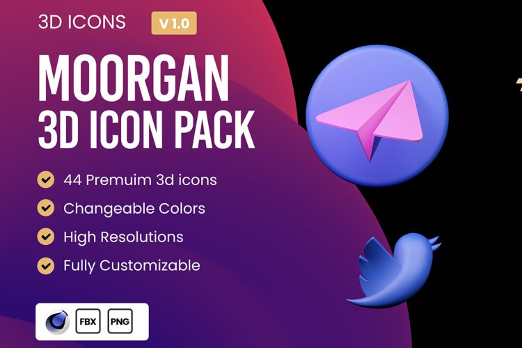 Moorgan 3d Icons Pack (v1.0) 44 个比特币国外知名公司Logo标志3D图标