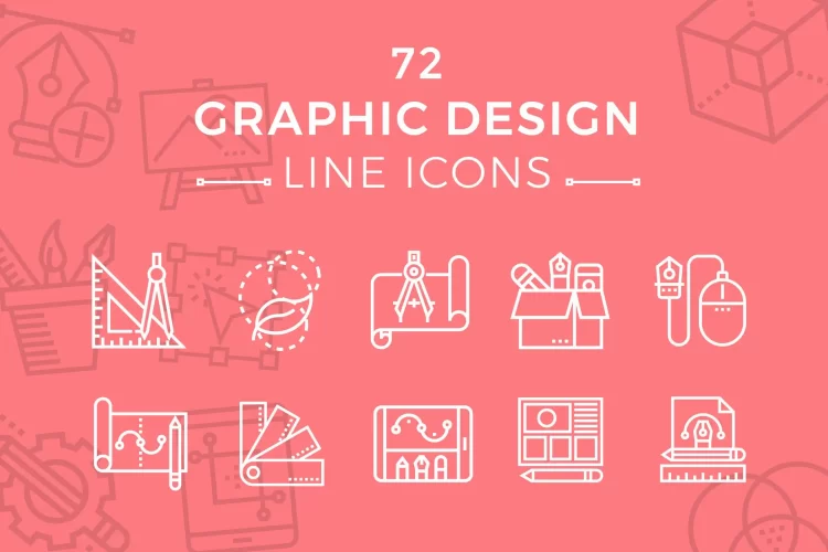 Graphic Design Line Icons 72款教育教学科学科技圆规直尺三角尺icon线性图标下载