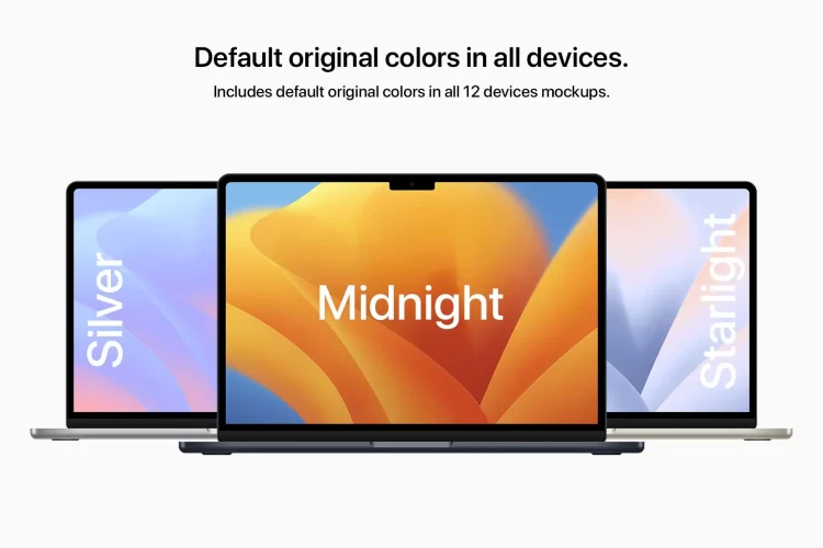 12 Original Devices Mockups – 2023 iPhone苹果一体机iMac平板pad手表显示器macbook笔记本ps样机素材