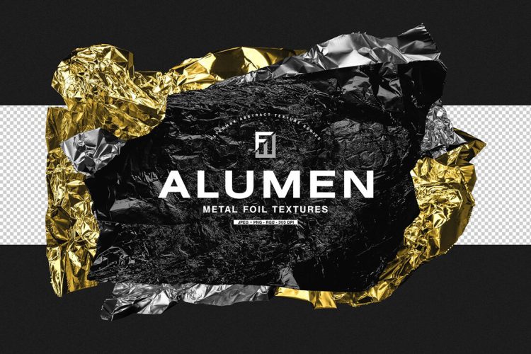 Alumen – Metal Foil Textures 48款潮流复古金属铝箔褶皱肌理背景底纹png免抠图国外设计素材