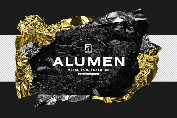 Alumen – Metal Foil Textures 48款潮流复古金属铝箔褶皱肌理背景底纹webp免抠图国外设计素材