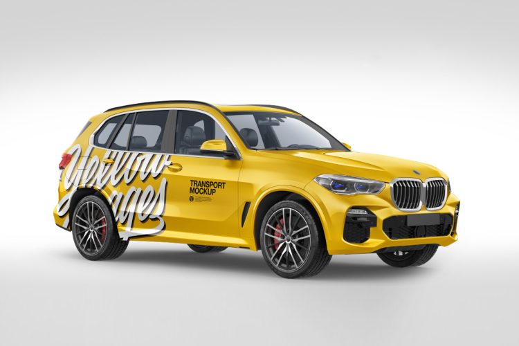 Crossover SUV Mockup BMW宝马X5旅行车SUV汽车车身广告设计贴图ps样机素材展示效果模板