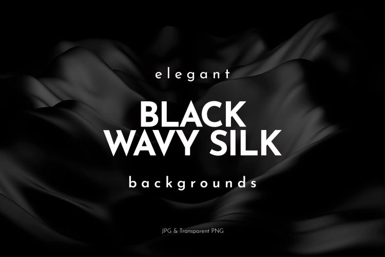 Elegant Black Wavy Silk Backgrounds 10款艺术黑色波浪曲线丝绸丝滑底纹背景图设计素材 JPG格式免费下载