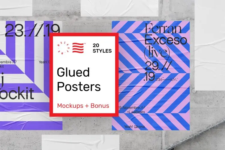 Glued Poster Mockups Scene Generator 城市街头宣传海报招贴毕业作品褶皱样机素材设计国外设计模板