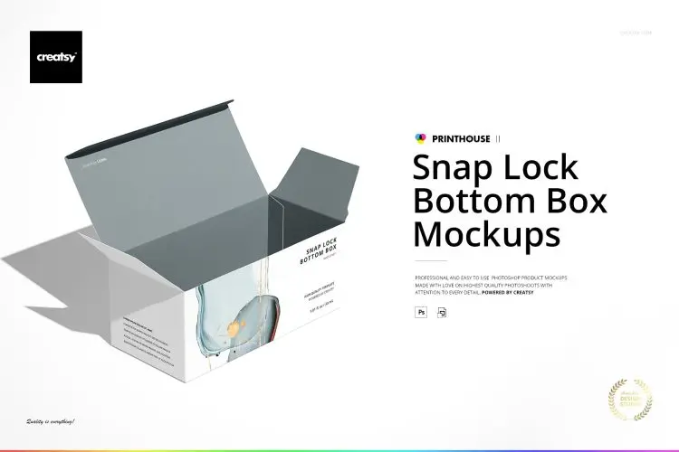 Snap Lock Bottom Box Mockup Set 长方形产品包装纸盒设计vi智能贴图ps样机素材mockup展示效果模板