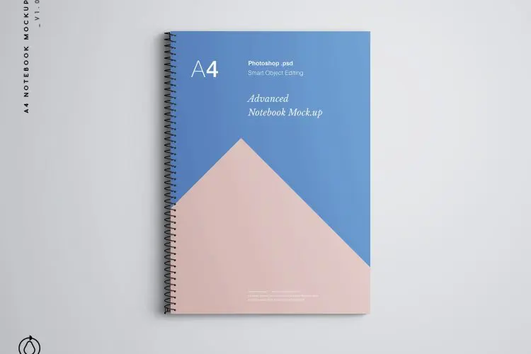 A4 Notebook Mockup A4圈装笔记本文具多角度样机展示素材