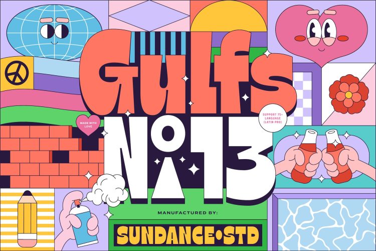 Introductory – Gulfs Display 14款创意漫画卡通复古酸性潮流装饰英文字体家素材