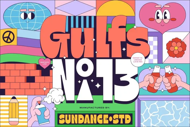Introductory – Gulfs Display 14款创意漫画卡通复古酸性潮流装饰英文字体家素材