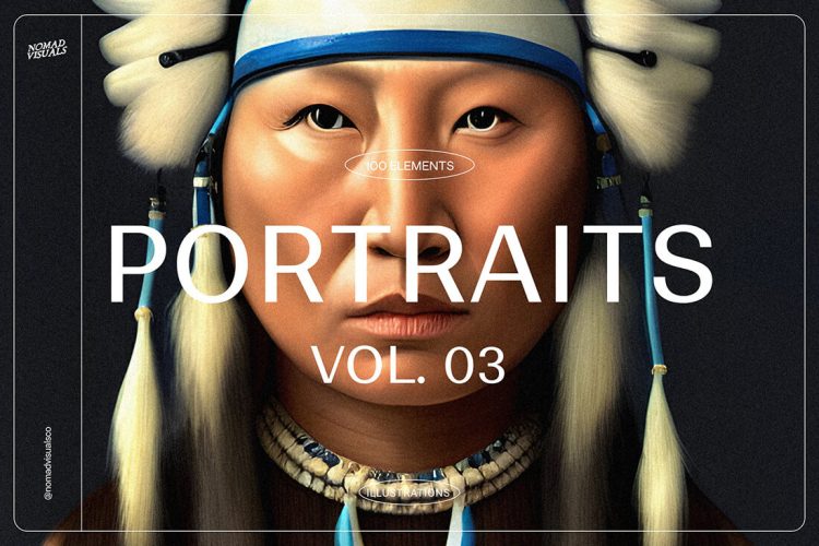 Portraits Vol.03 100款古代原始部落土著民族画像人物肖像手绘插图插画图片素材