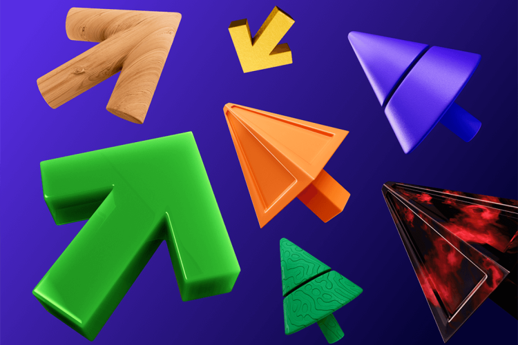 3D Arrows 4 shapes 7 materials 3D PNG 箭头4种形状 7种材料 PNG,Figma,C4D,OBJ