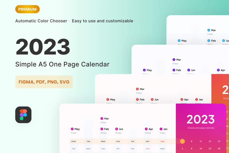 2023 One Page Calendar – PREMIUM Version 2023 一页日历高级版下载