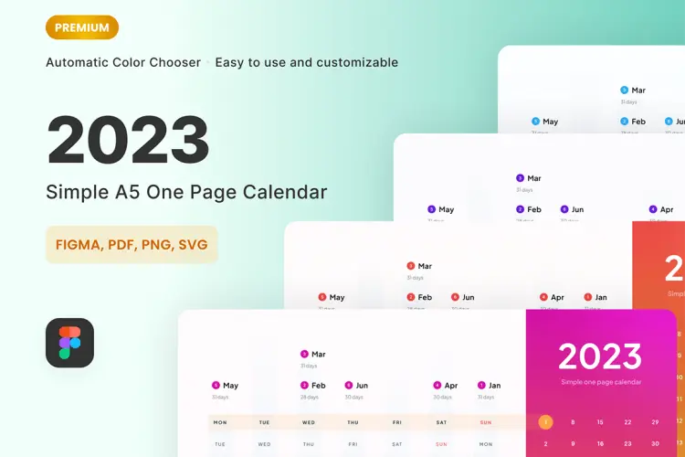 2023 One Page Calendar – PREMIUM Version 2023 一页日历高级版下载