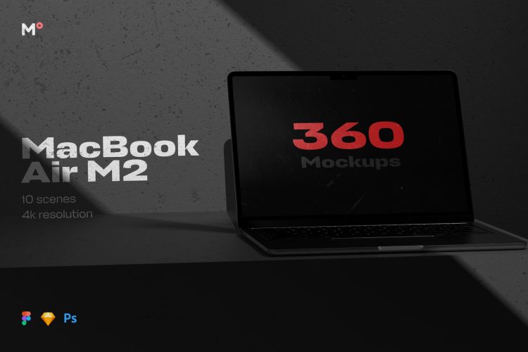 Macbook Air M2 Mockups Collection 10款Macbook Air苹果笔记本电脑广告ui设计贴图ps样机素材效果图