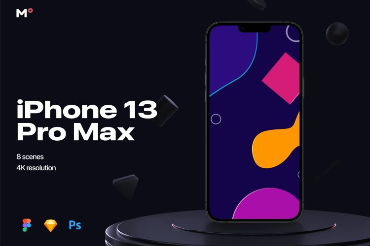 8 Custom mockups 8款高级质感苹果iPhone 13 Pro Max手机屏幕演示样机模板