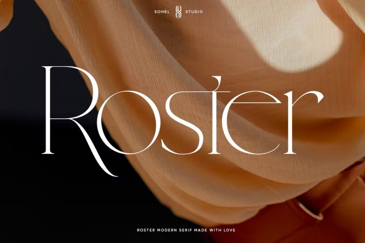 Roster Modern serif typeface Roster现代优雅化妆品美妆品牌logo海报杂志婚礼请柬标题英文字体