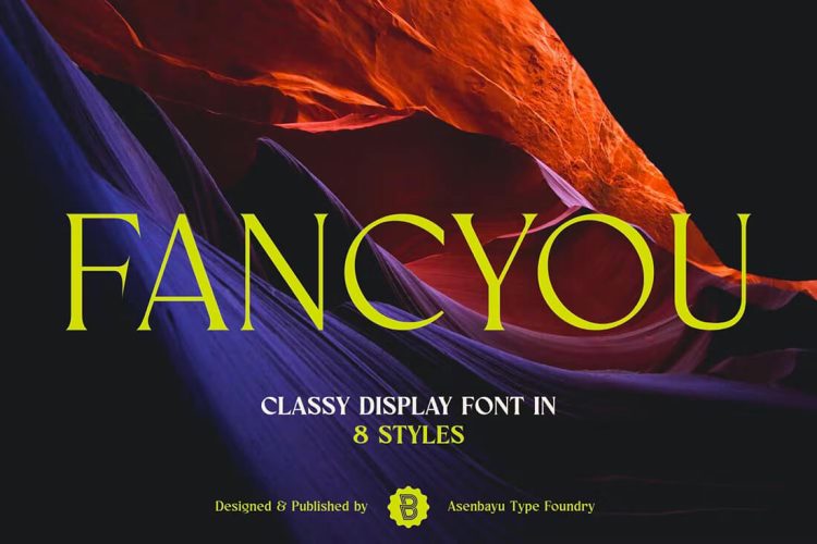 Fancyou 8款Fancyou时尚复古经典logo海报杂志封面标题衬线英文字体家族