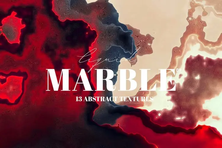 Liquid Marble Textures 09 抽象液化红色大理石纹理海报广告背景国外设计素材13P