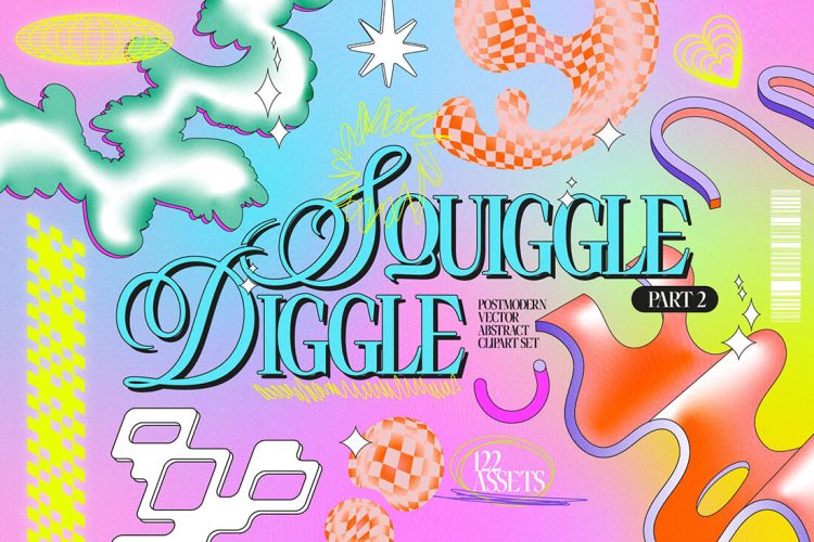 Postmodern Squiggle 2 Vector Clipart 118款后现代抽象艺术立体几何扭曲渐变潮流复古3D图形ai设计素材