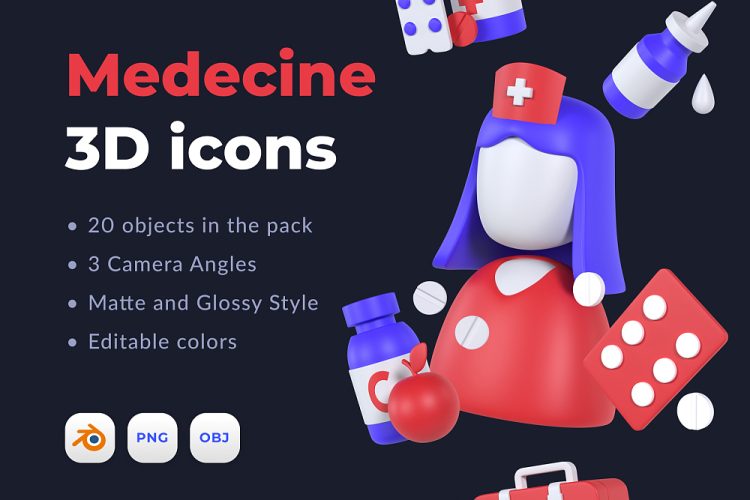 Medecine 3D icons 20款高清医学医疗类3D图标icon素材png免抠图文件