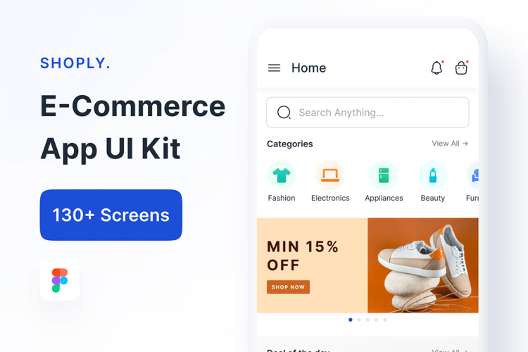 Shoply – E-Commerce App UI Kit 130+ Screens 130+ 屏幕电子商务应用程序 UI 套件