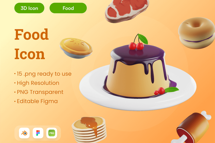 Snack 3D Illustration 15款美食小吃甜点插画3D图标icon素材png免抠图文件