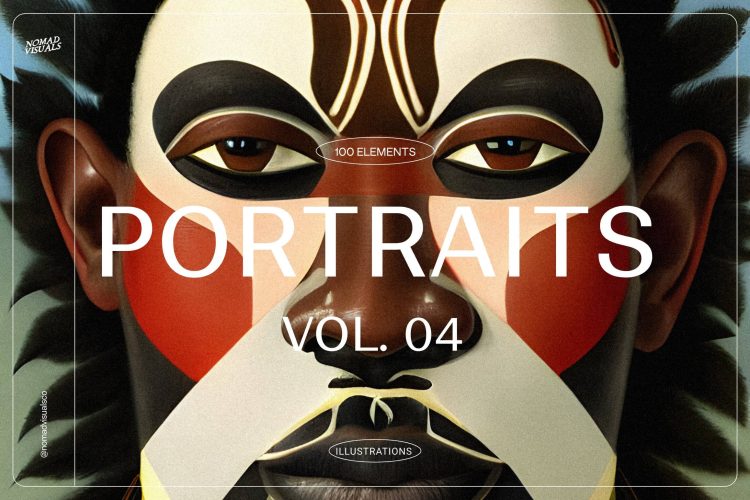 Portraits Vol.04 100款古代原始部落彩绘人物肖像头像手绘插图插画高清图片素材