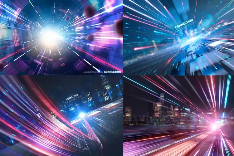 Connection Vision 12款未来科幻爆炸动感科技光轨抽象主视觉广告海报ps分层设计素材