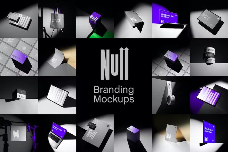 Null Branding Mockups Kit 20款极简iPad海报包装手提袋胶带名片记事本VI设计作品贴图ps样机