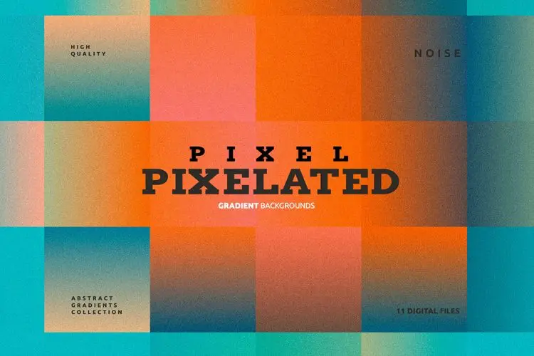 Pixels Pixelated Gradient Backgrounds 03 像素化马赛克毛刺故障方形渐变背景图片国外设计素材 13p